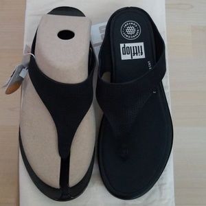 NEW Fitflop Banda perforated black wedge sandals